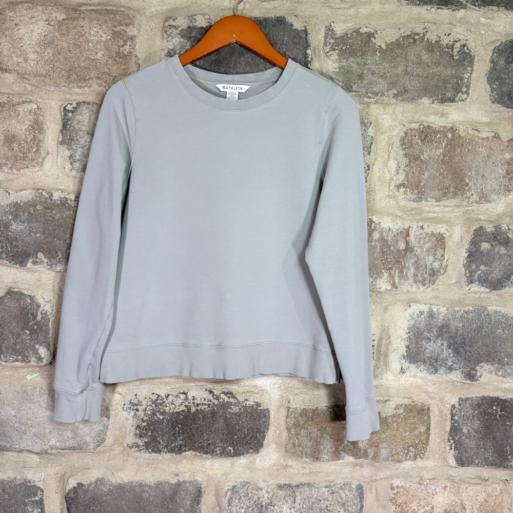 Athleta Coaster Luxe Sweatshirt Women's Medium Light Grey Crew Neck Athleisure